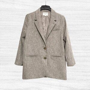 Claire Rose NA-KD Oversized Linen Look Blazer Taupe Neutral Minimalist Scandi 36